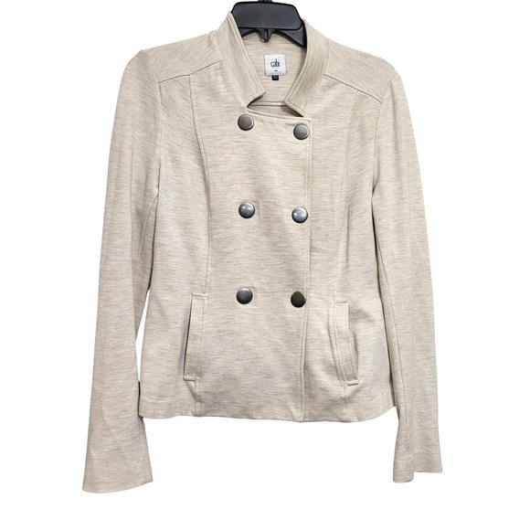CAbi Jackets & Blazers - Cabi Women's Ivory‎ Charlie Moto Military Snap Button Stretch Knit Jacket Small